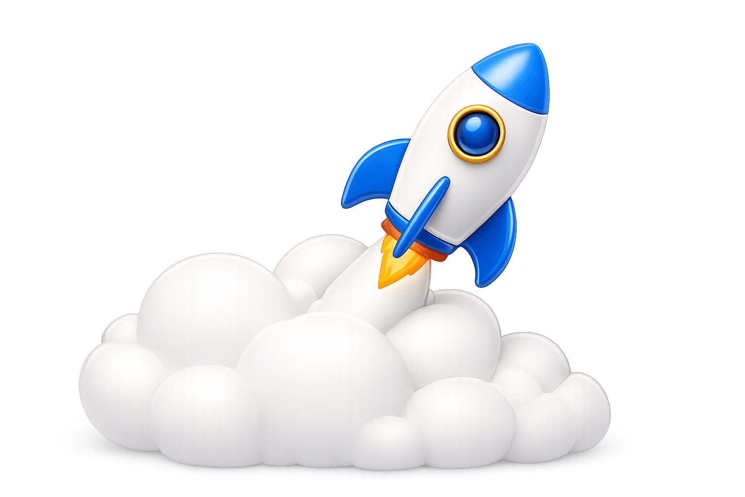 Rocket lifting off through clouds